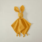 Doudou lapin bébé orange en mousseline de coton certifié OEKO-TEX