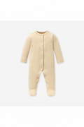 Grenouillère bébé beige – coton certifié OEKO-TEX (tailles 3 et 6 mois)