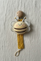 Attache tétine bébé V.Lune — ruban en mousseline de coton et petite tête brodée